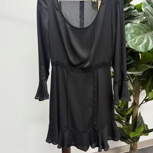 Stetson Black Long Sleeve Dress with Ruffle Hem